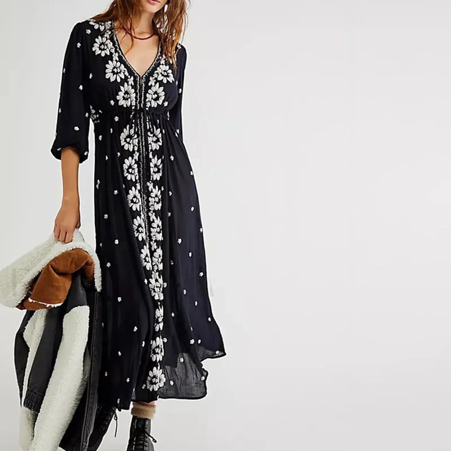 Floral Swing Maxi Boho Dress