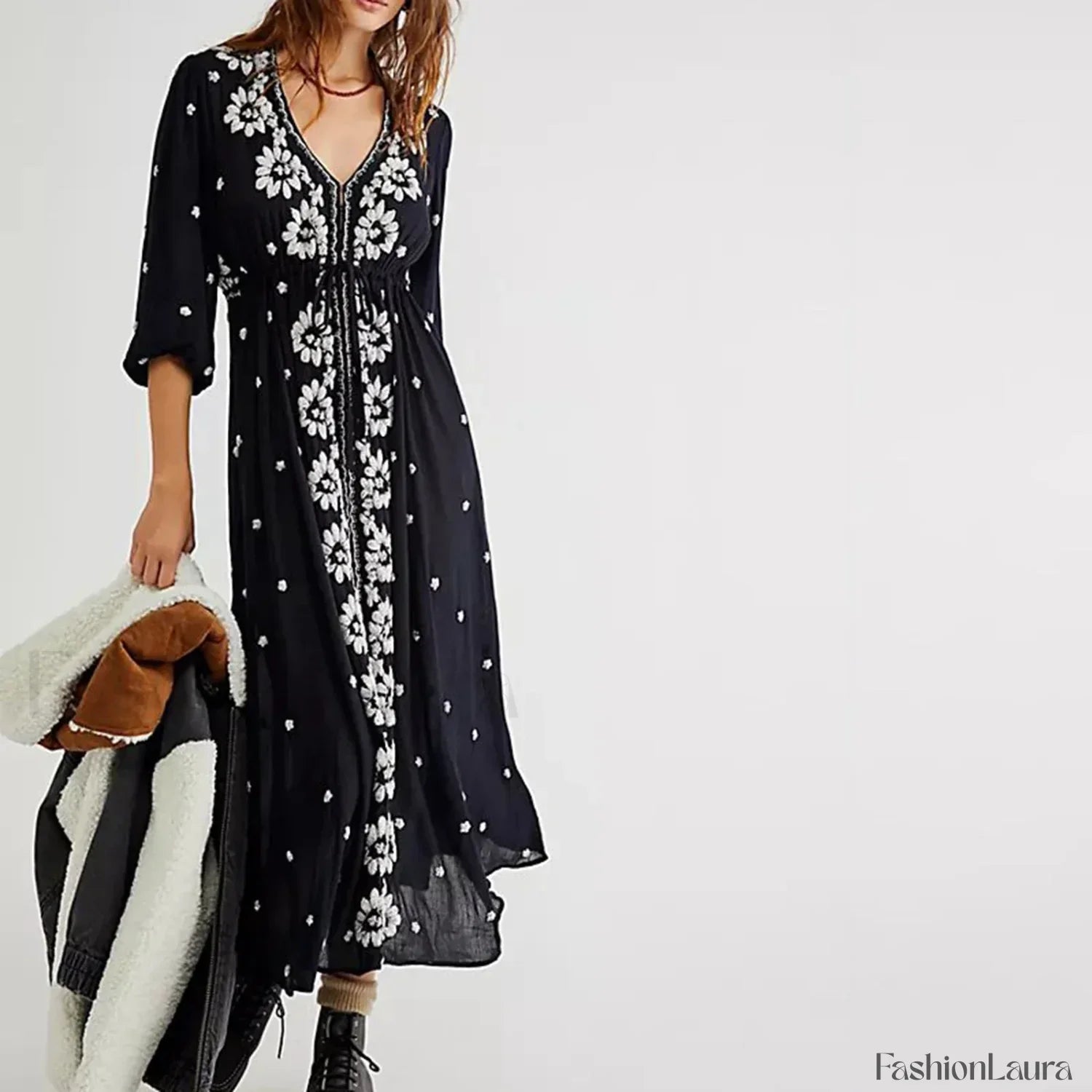 Floral Swing Maxi Boho Dress