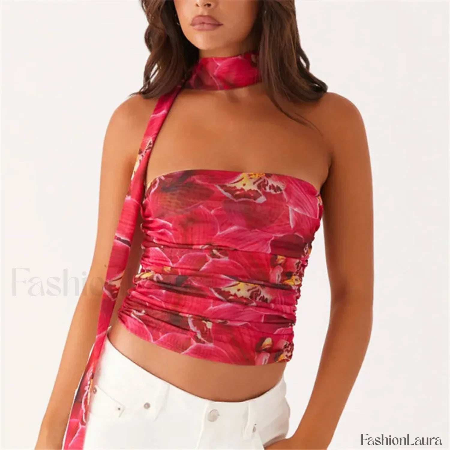 Floral Tube Strapless Crop Top