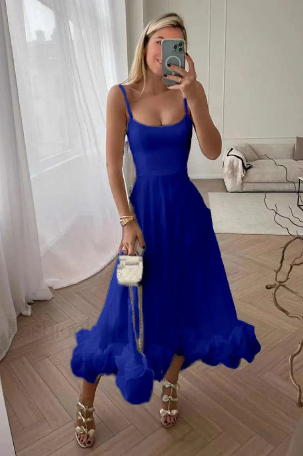 Flounce Bustier Stylish Midi Dress