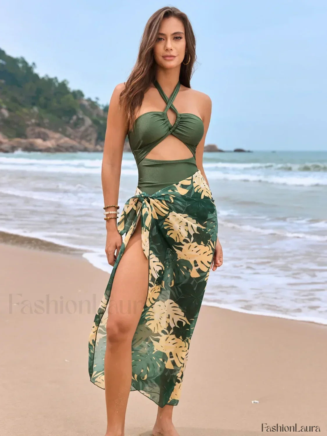 Flower Print Halter One Piece