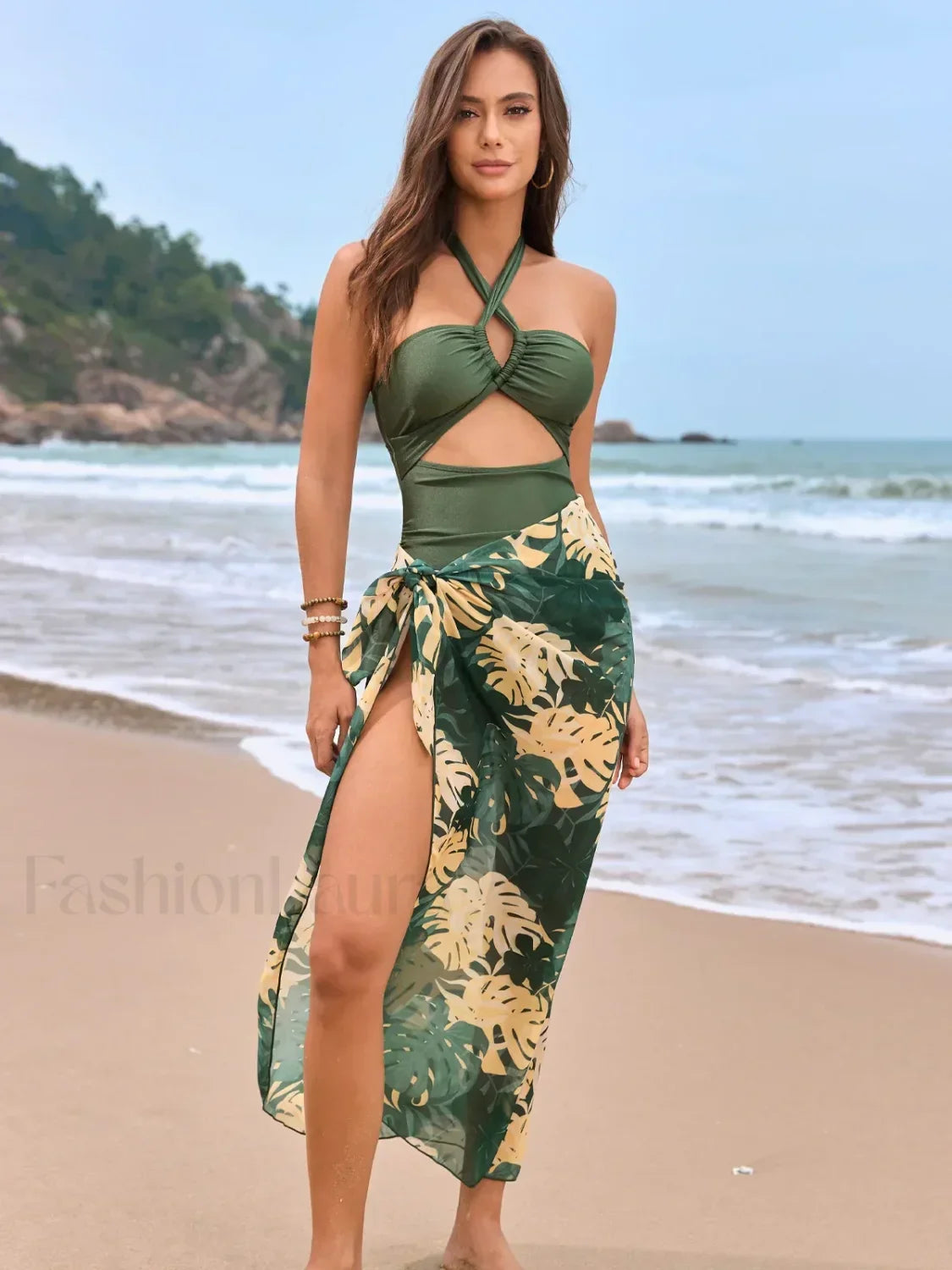 Flower Print Halter One Piece