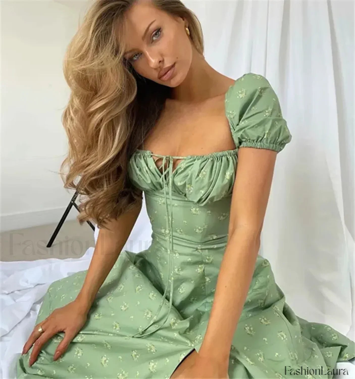 Flower Short Sleeve Maxi Dress