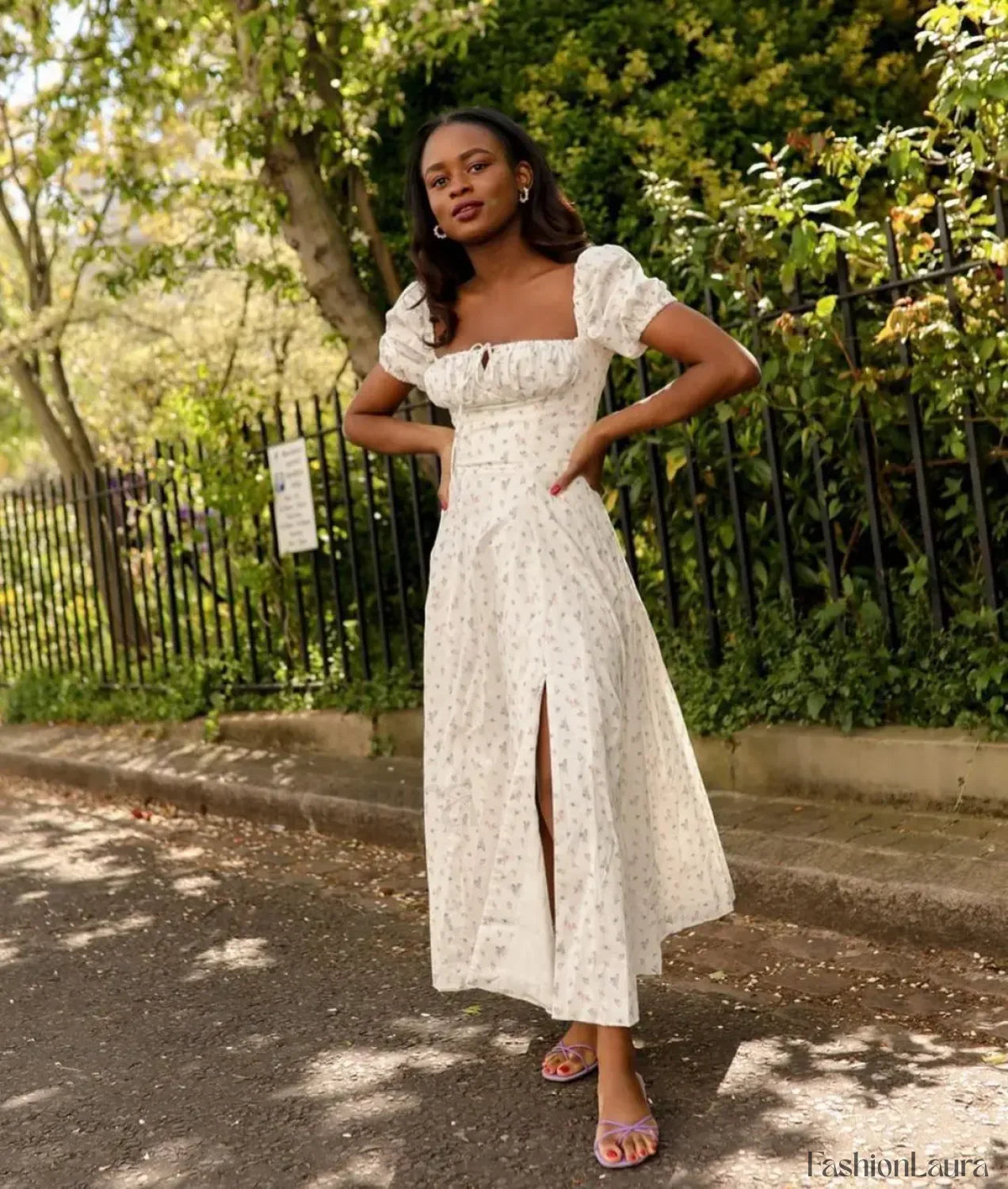 Flower Short Sleeve Maxi Dress