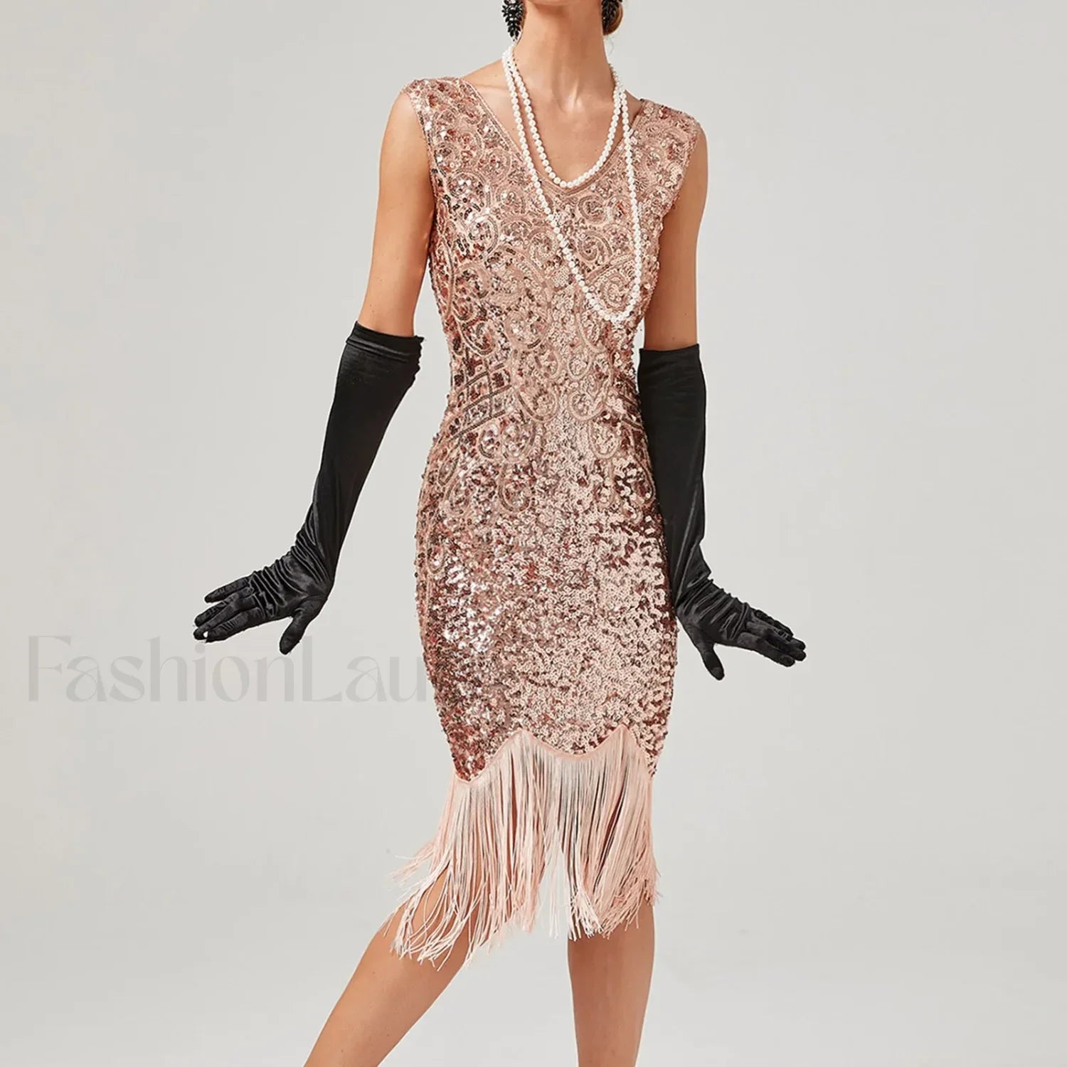 For Women 2024 1920s O-neck Sleeveless Tassel Shinny Glitter Sequin Club Party Vestidos Prom Dress