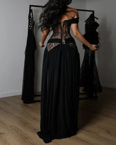 Off Shoulder Lace Corset High Split Maxi Dress 5