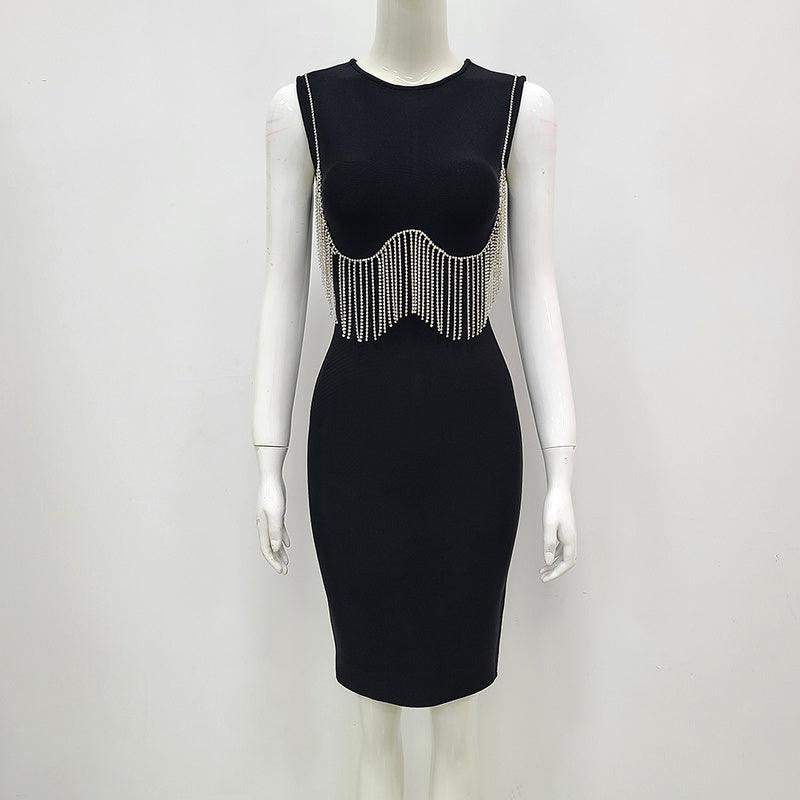 Franci Embellished Tassel Rhinestone Sleeveless Dress