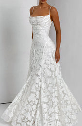 Floral Lace Spaghetti Strap Mermaid Maxi Gown Wedding