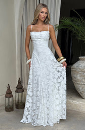 Floral Lace Spaghetti Strap Mermaid Maxi Gown Wedding 3
