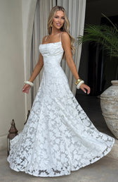 Floral Lace Spaghetti Strap Mermaid Maxi Gown Wedding 4