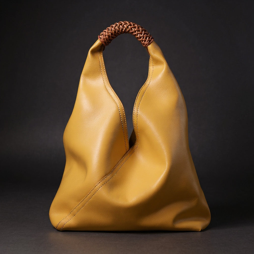 Braided Top Handle Slouchy Hobo Bag