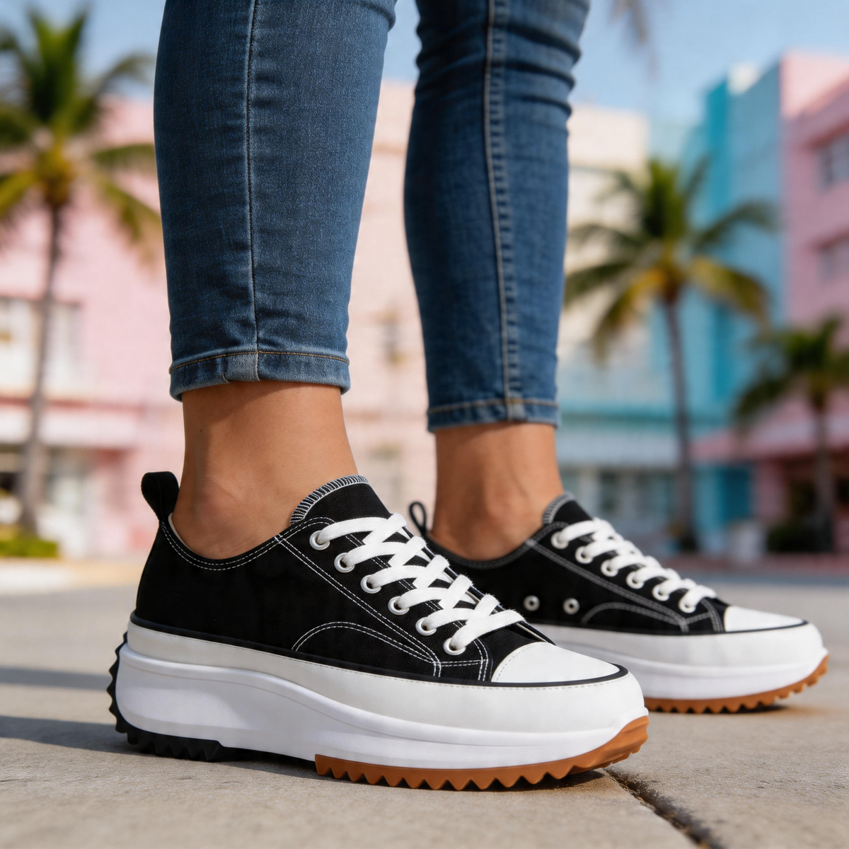 Zebra Print Lace Up Chunky Platform Sneakers