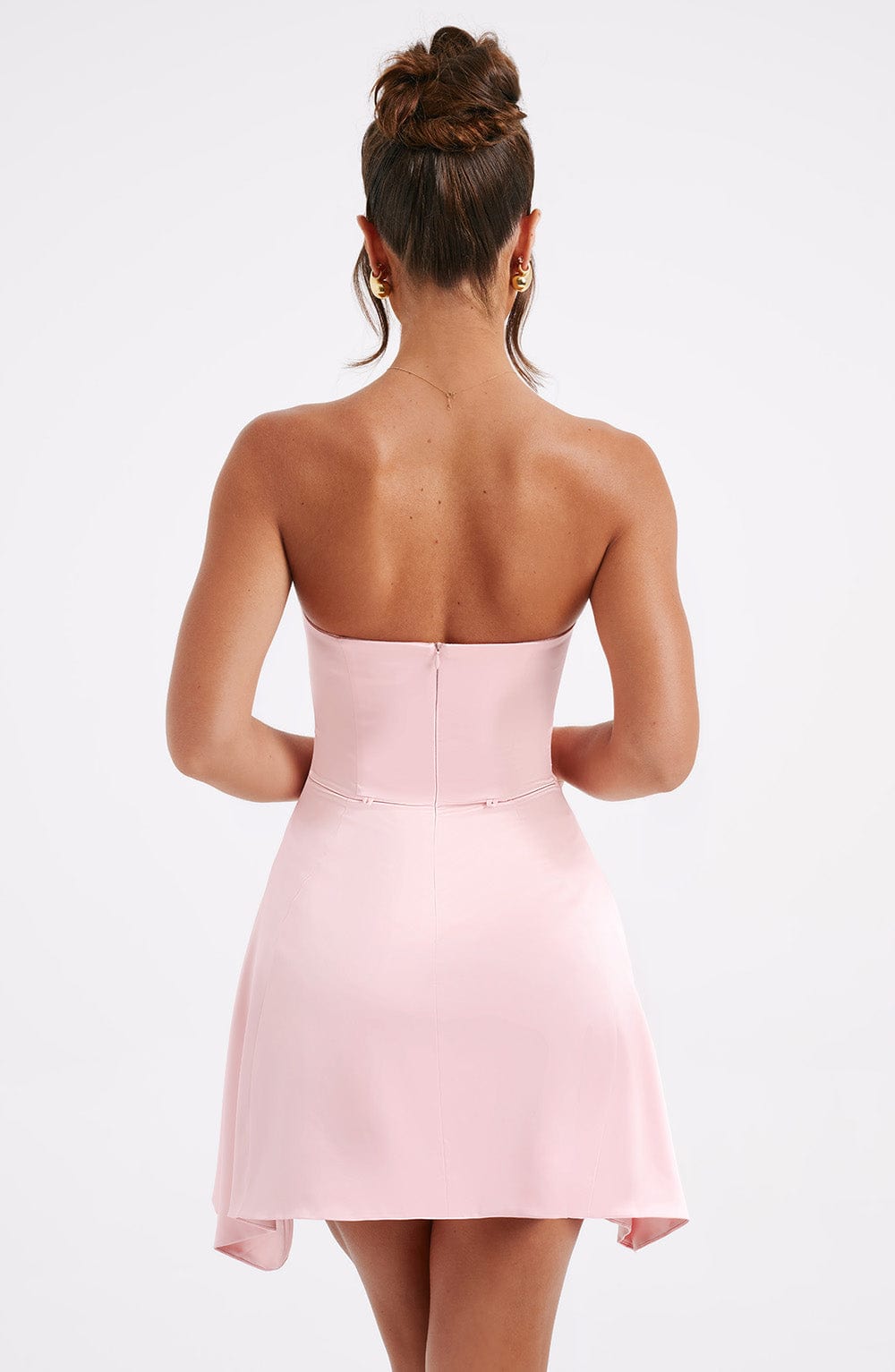 Satin Strapless Oversized Bow Back A-Line Mini Dress 8