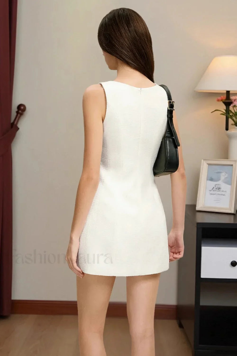 French Elegant Waist-Cinched Sleeveless Bodycon Work Dress