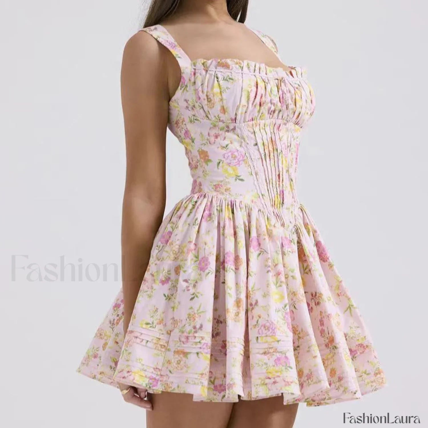 French Hepburn Style Black Strappy A-Line Mini Dress