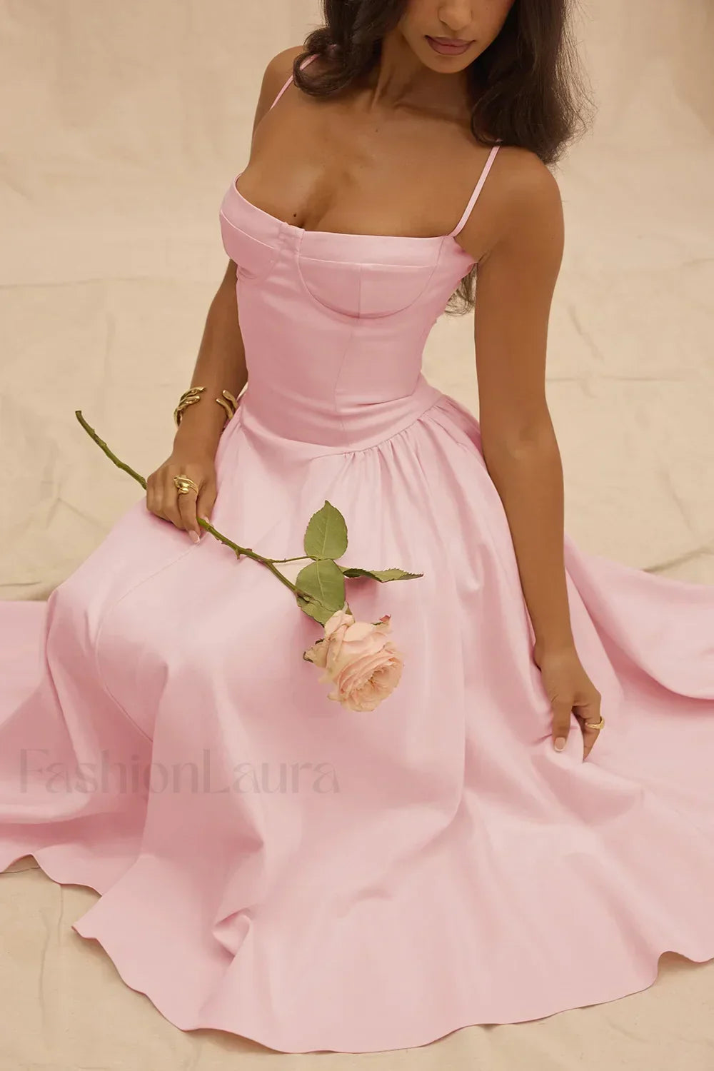 French Vintage Strap Midi Dress