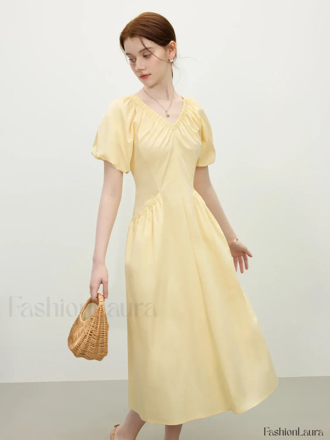 French Waist-Slim Midi Dress