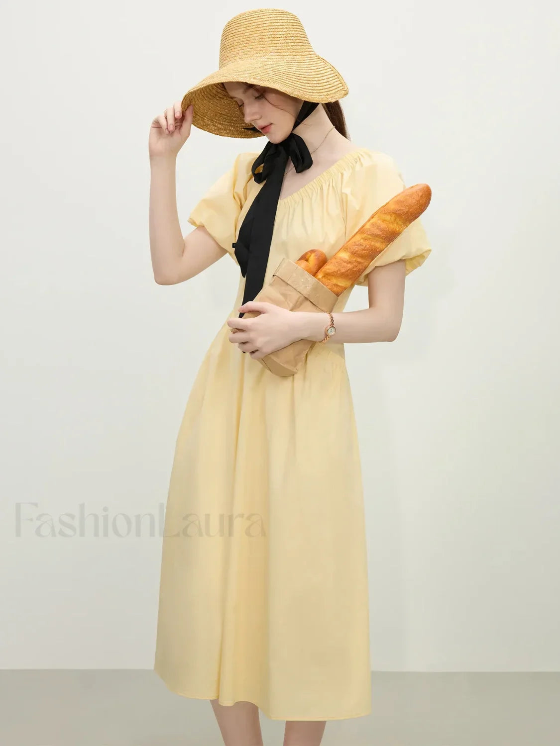 French Waist-Slim Midi Dress