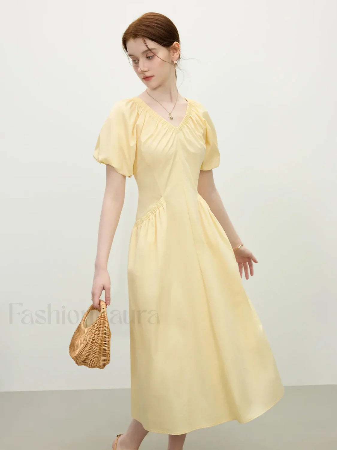 French Waist-Slim Midi Dress