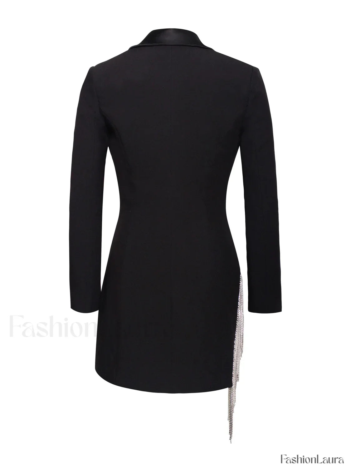 Freya Black Crystal Charming Fringe Blazer Dress