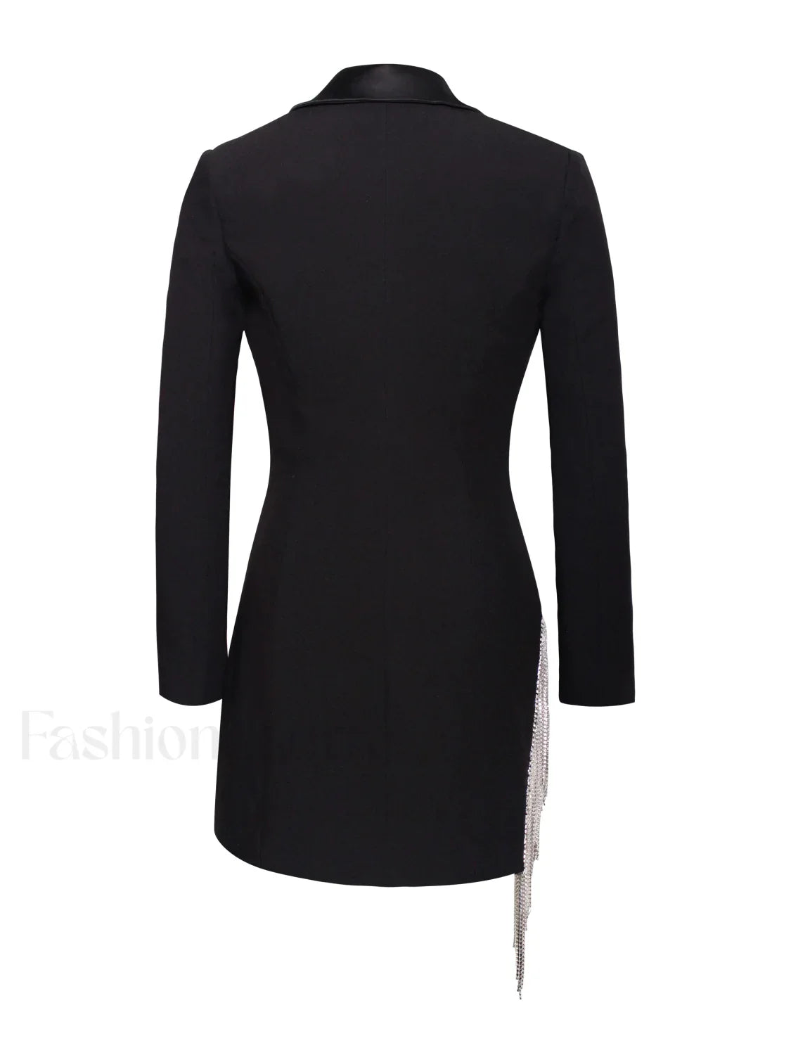Freya Black Crystal Charming Fringe Blazer Dress