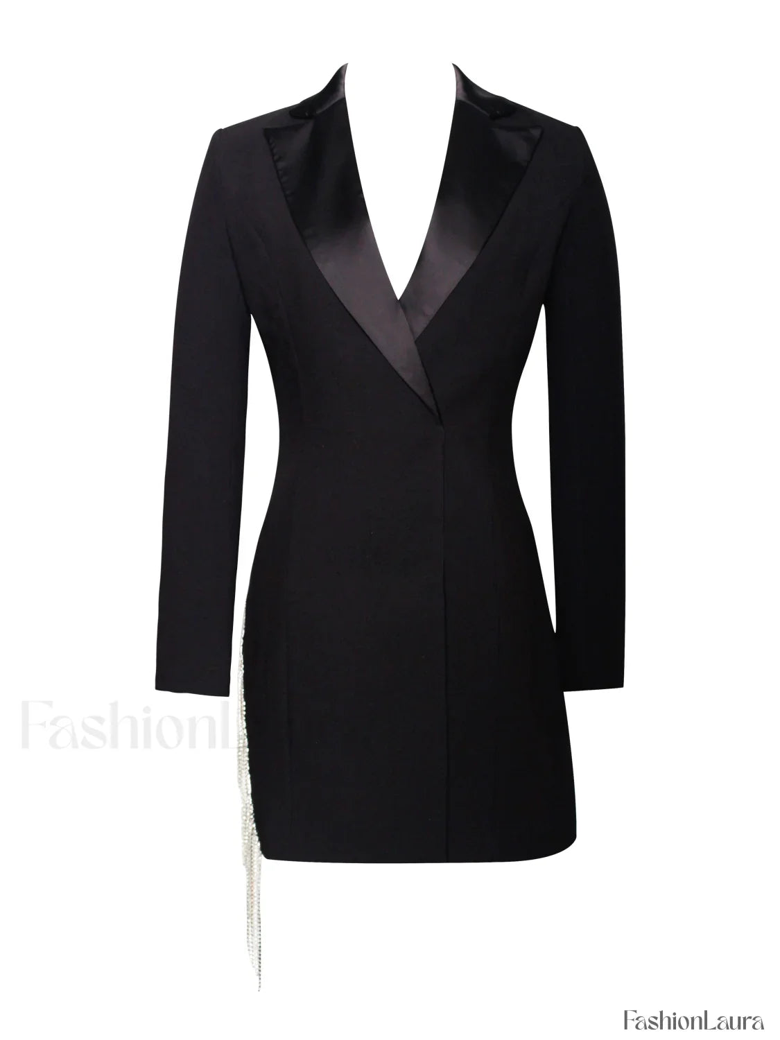 Freya Black Crystal Charming Fringe Blazer Dress