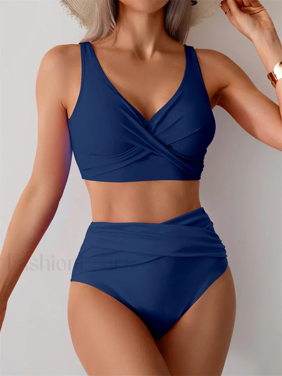 Front Cross High Waist Bikini Set