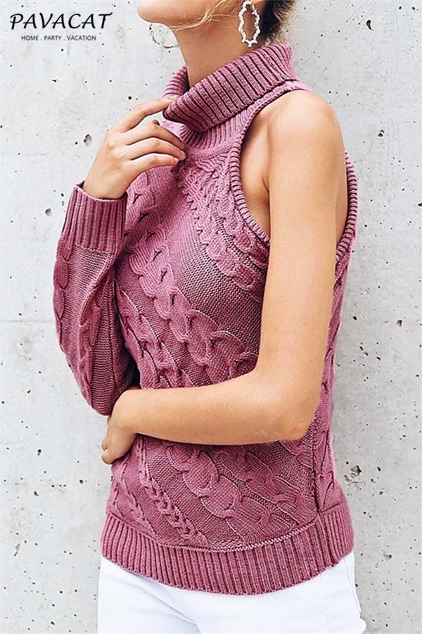 Frost Cable Knit One Sleeve Sweater - White