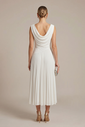 Chiffon Cowl Neck Sleeveless Pleated Midi Dress 3