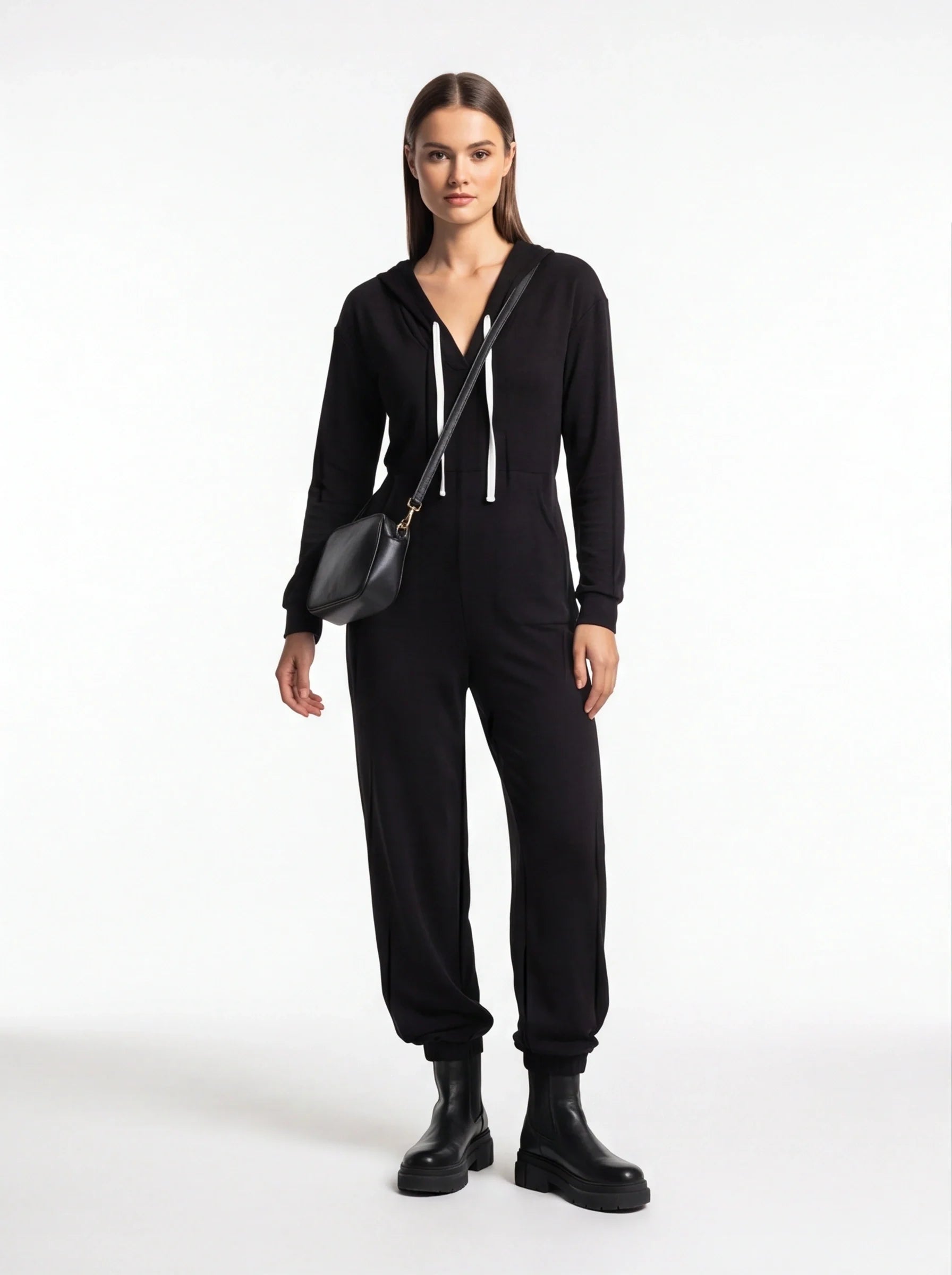 Trendy Hooded Cuffed Jumpsuit for Women | Soft Fabric & Adjustable Wai
