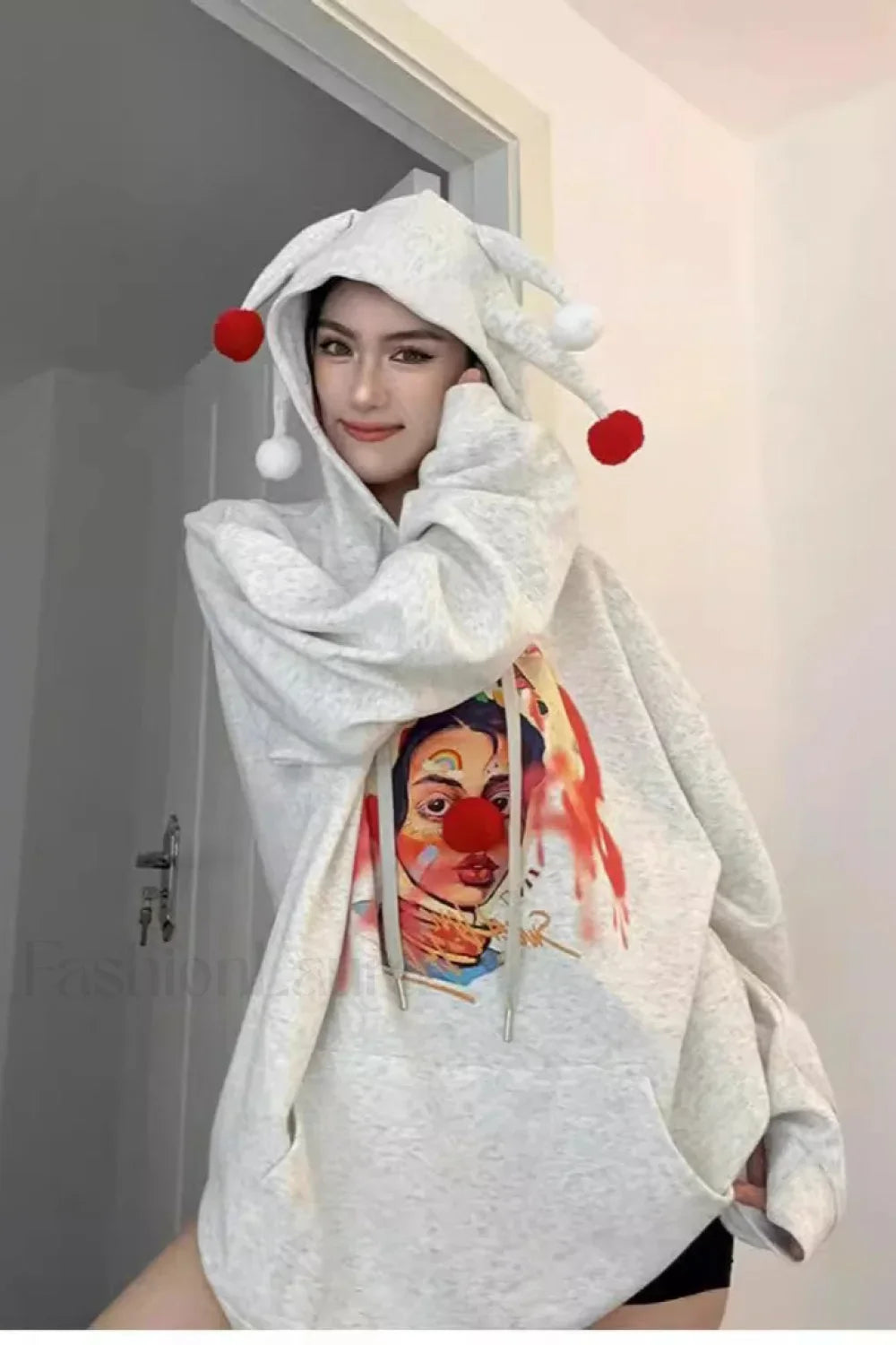 Fun Graphic Clown Print Hoodie