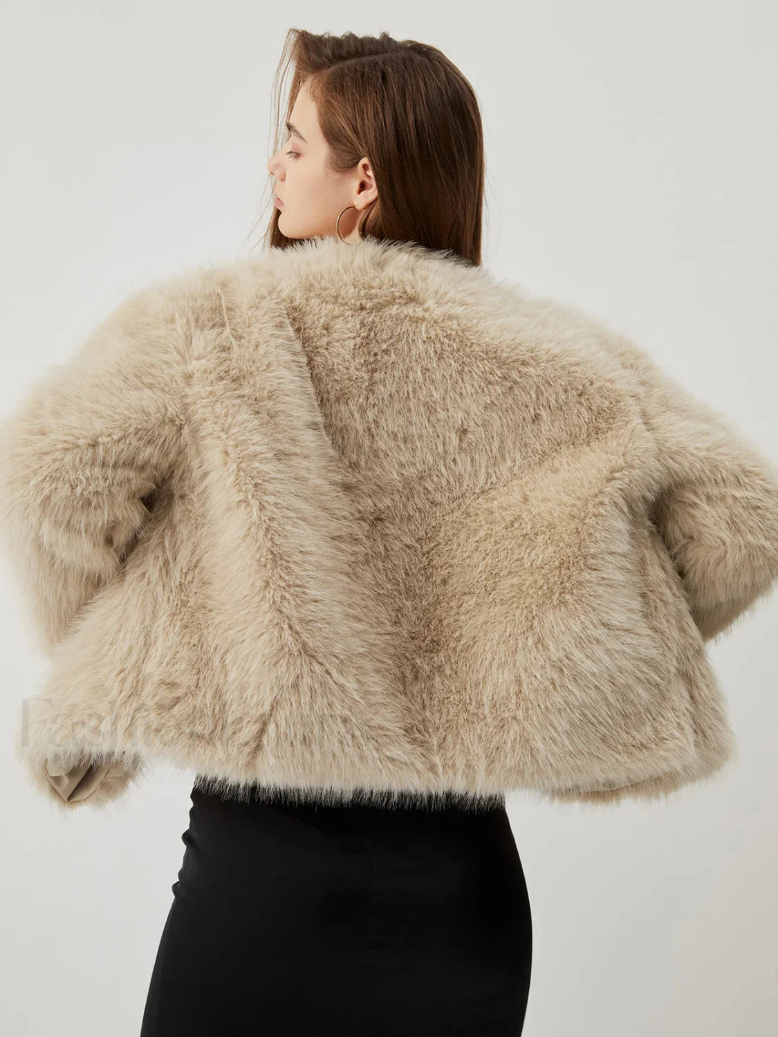 Fuzzy Faux Graceful Fur Buttoned Coat