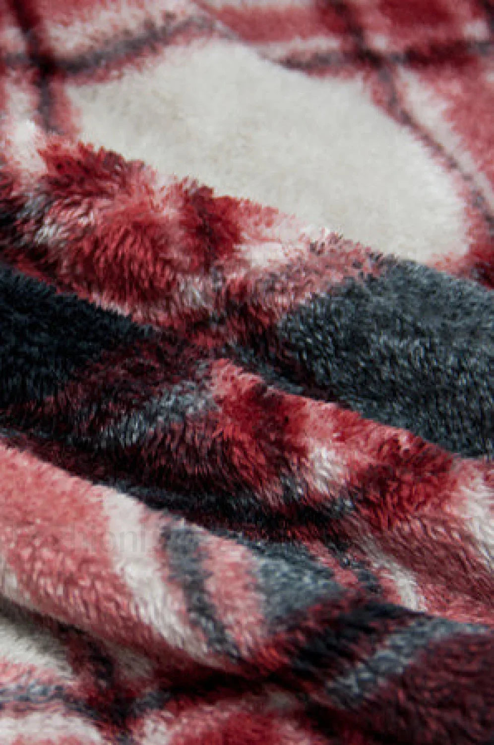 Fuzzy Plaid Hooded Short Sleeve Coat