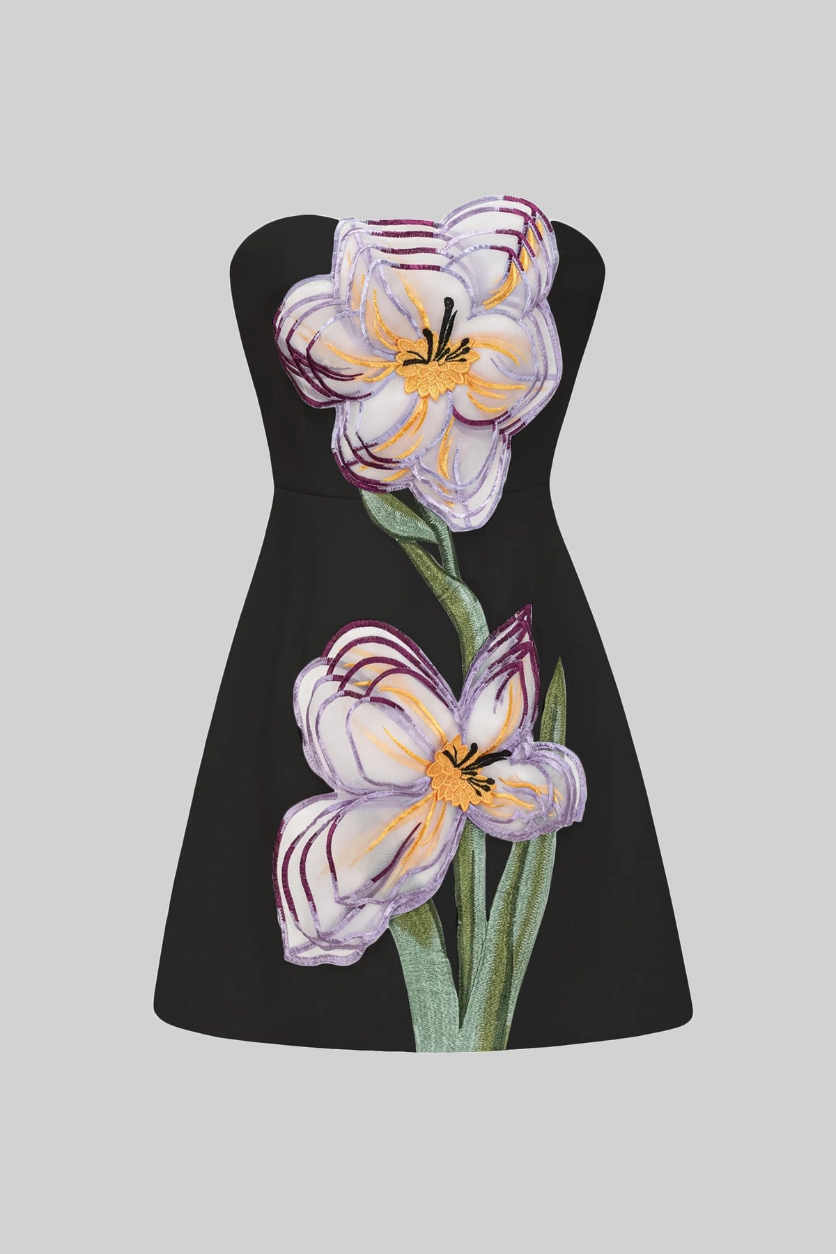 Strapless Floral Embroidered Straight Neck Fitted Mini Dress 5
