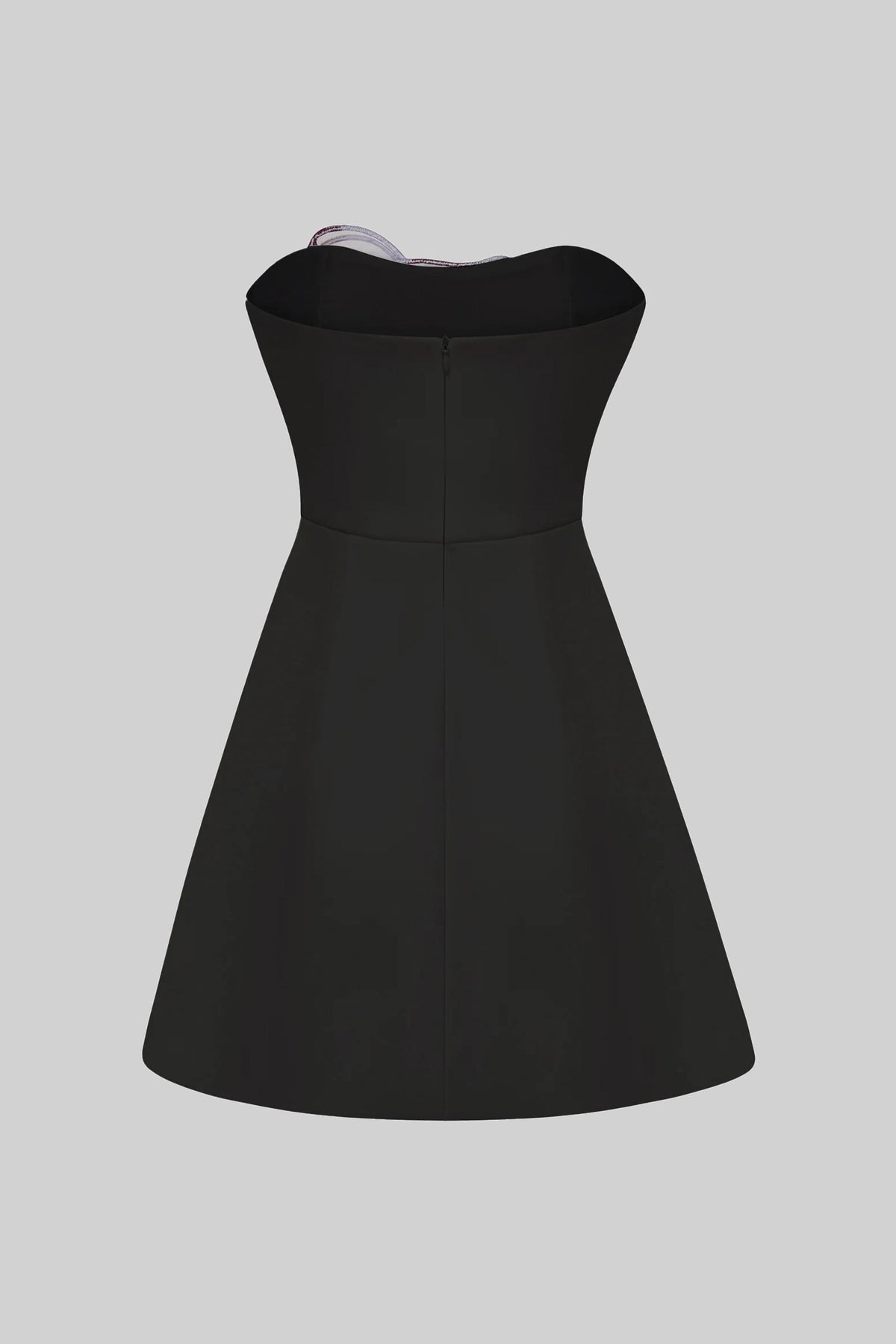 Strapless Floral Embroidered Straight Neck Fitted Mini Dress 10