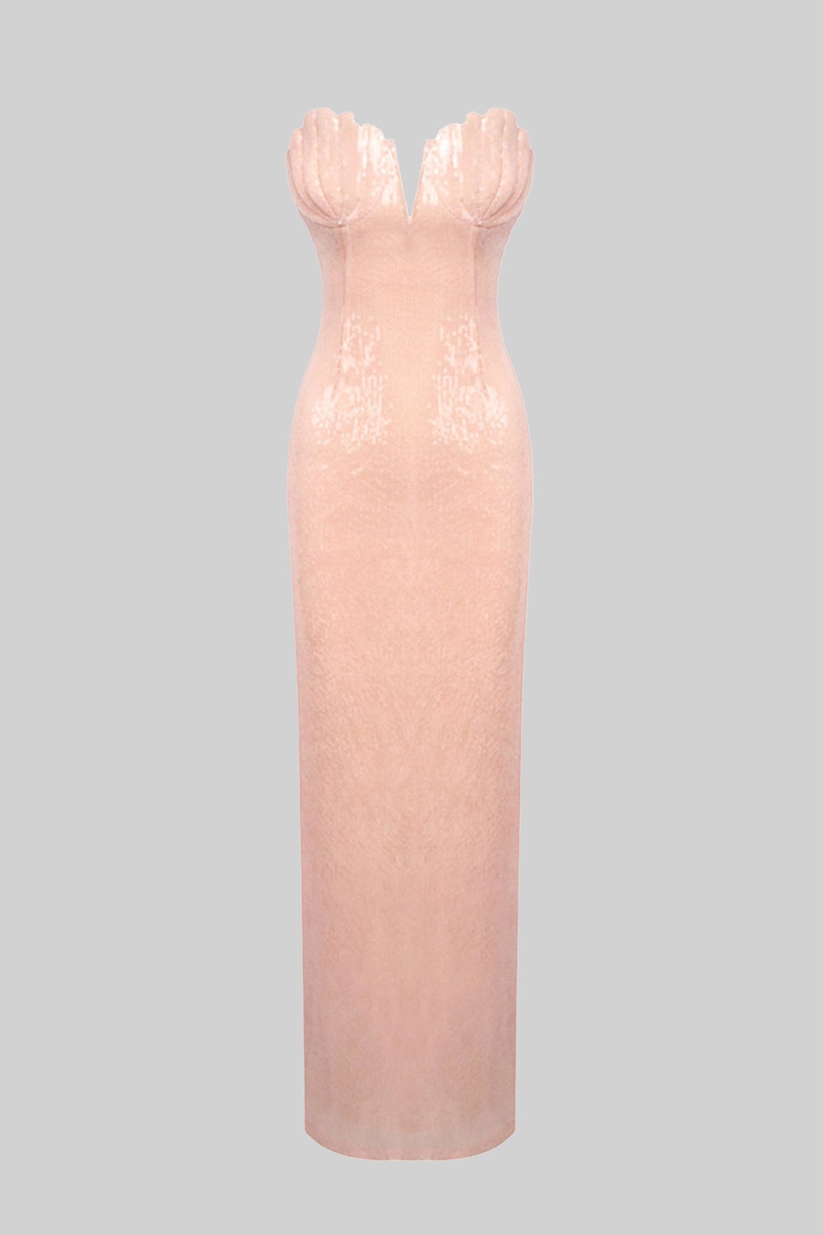 Strapless Shell Bust Sequin Mermaid Maxi Gown 5