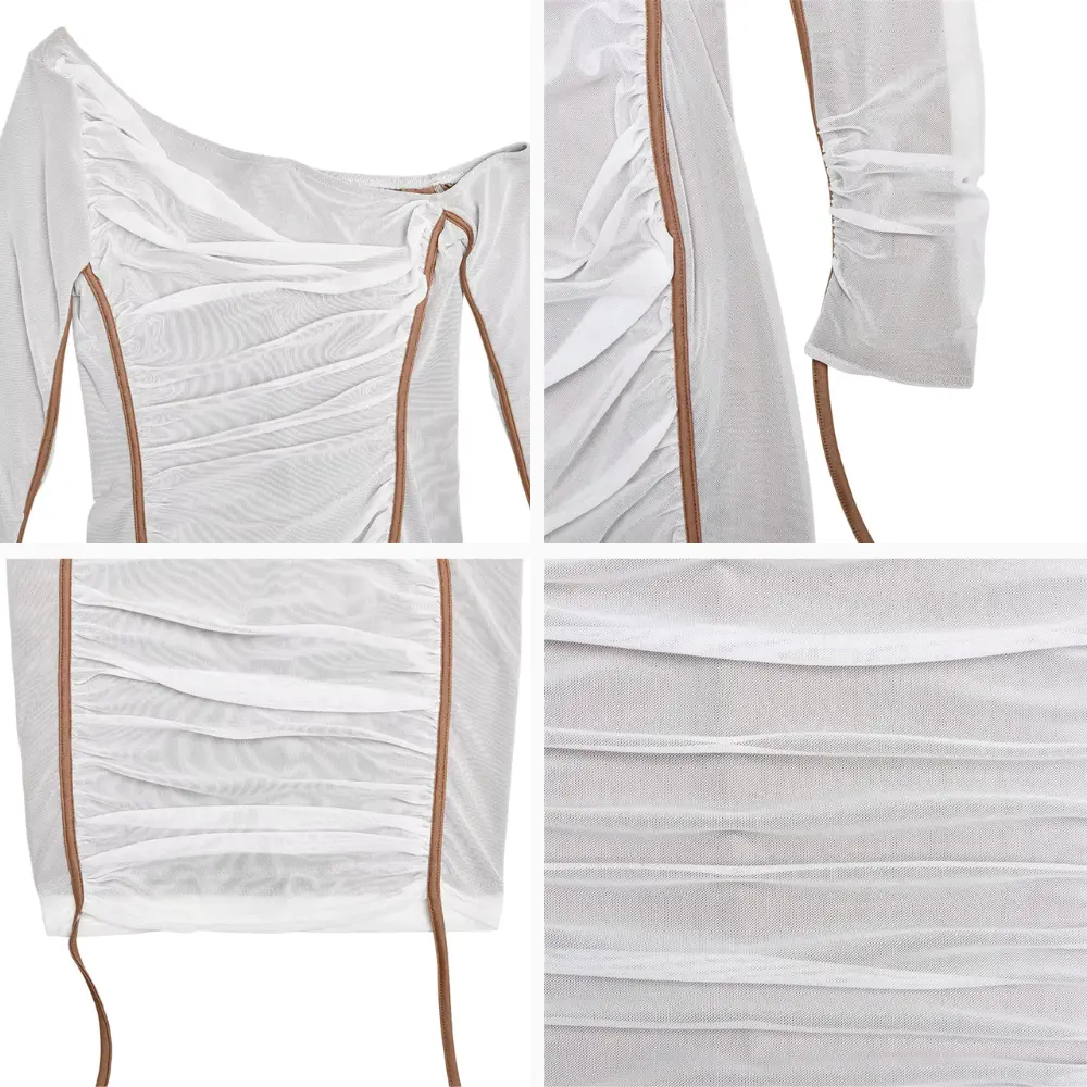 One Shoulder Long Sleeve Ruched Bodycon Midi Dress 4
