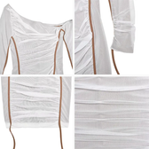 One Shoulder Long Sleeve Ruched Bodycon Midi Dress 4