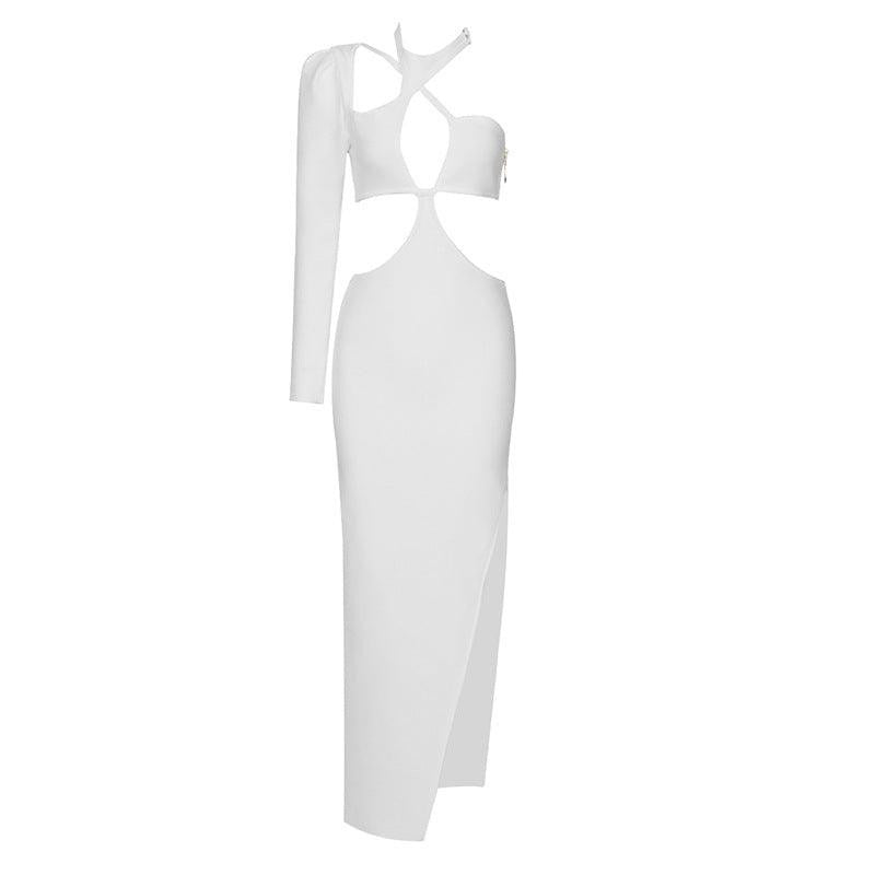 Gael Halter Neck Cut Out Asymmetric Hem Dress