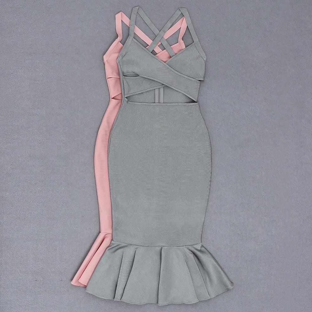 Gail Twist Front Cut Out Mermaid Hem Dress