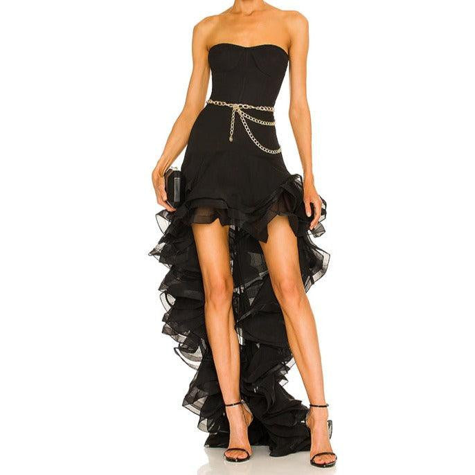 Galena Strapless Ruffle Hem Dress