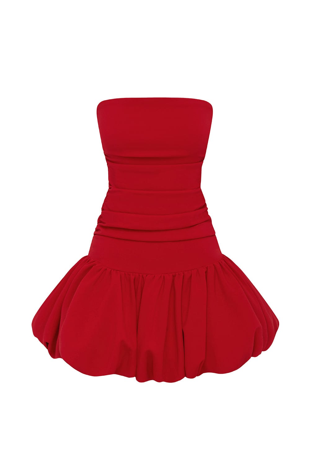 Strapless Ruched Bubble Hem Mini Dress Party 11
