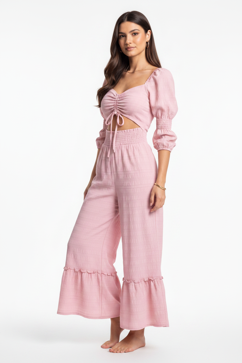 Elegant Wide-Leg Jumpsuit for Women with Pockets & Adjustable Straps