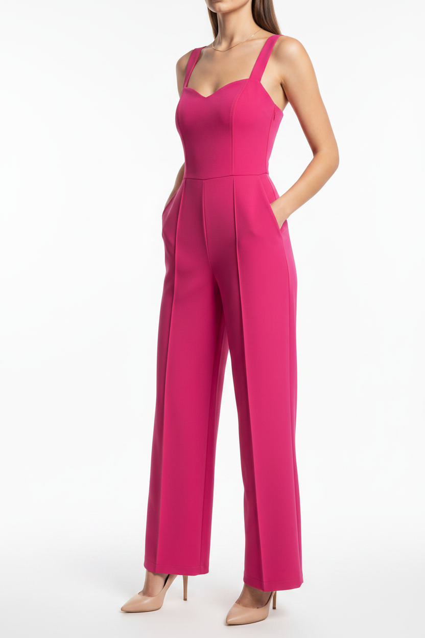 Elegant Black Women's Jumpsuit with Tailored Fit and Pockets - Jamota