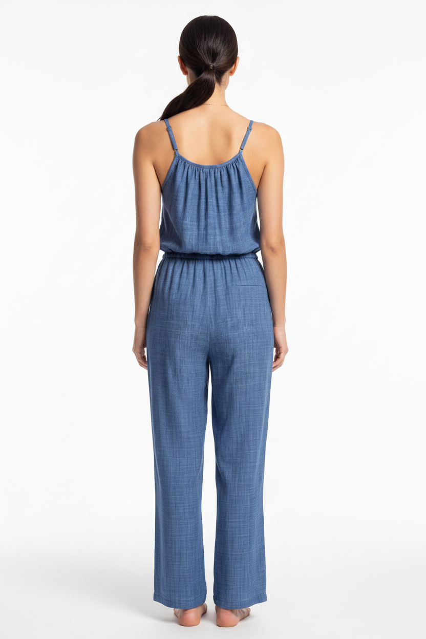 Stylish Lightweight Summer Jumpsuit with Pockets & Adjustable Straps
