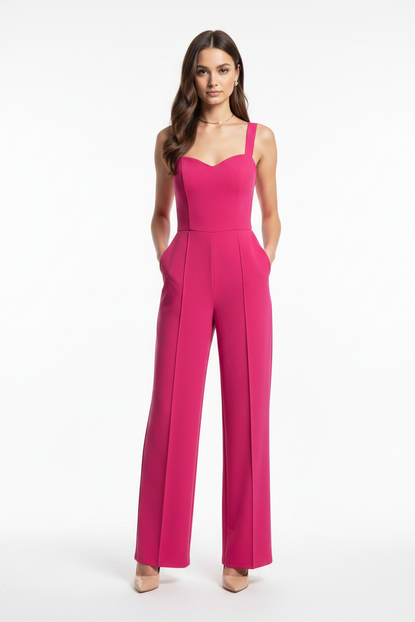 Elegant Black Women's Jumpsuit with Tailored Fit and Pockets