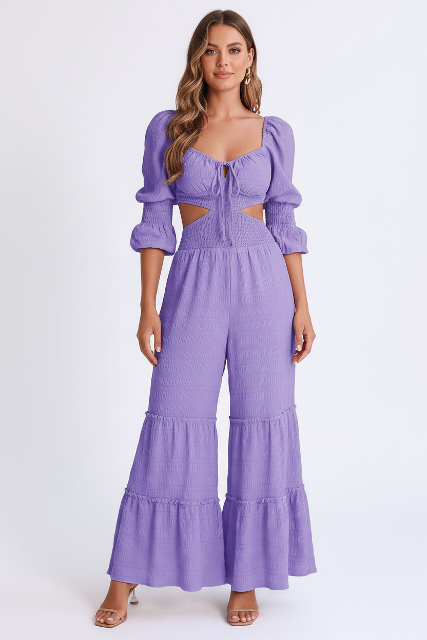 Elegant Wide-Leg Jumpsuit for Women with Pockets & Adjustable Straps