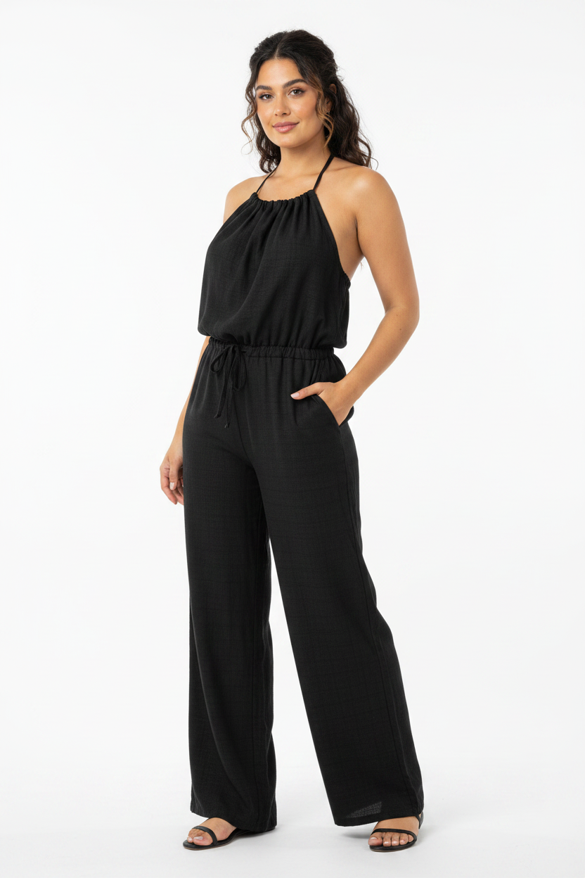 Stylish Lightweight Summer Jumpsuit with Pockets & Adjustable Straps
