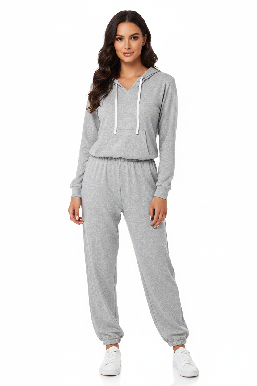 Trendy Hooded Cuffed Jumpsuit for Women | Soft Fabric & Adjustable Wai