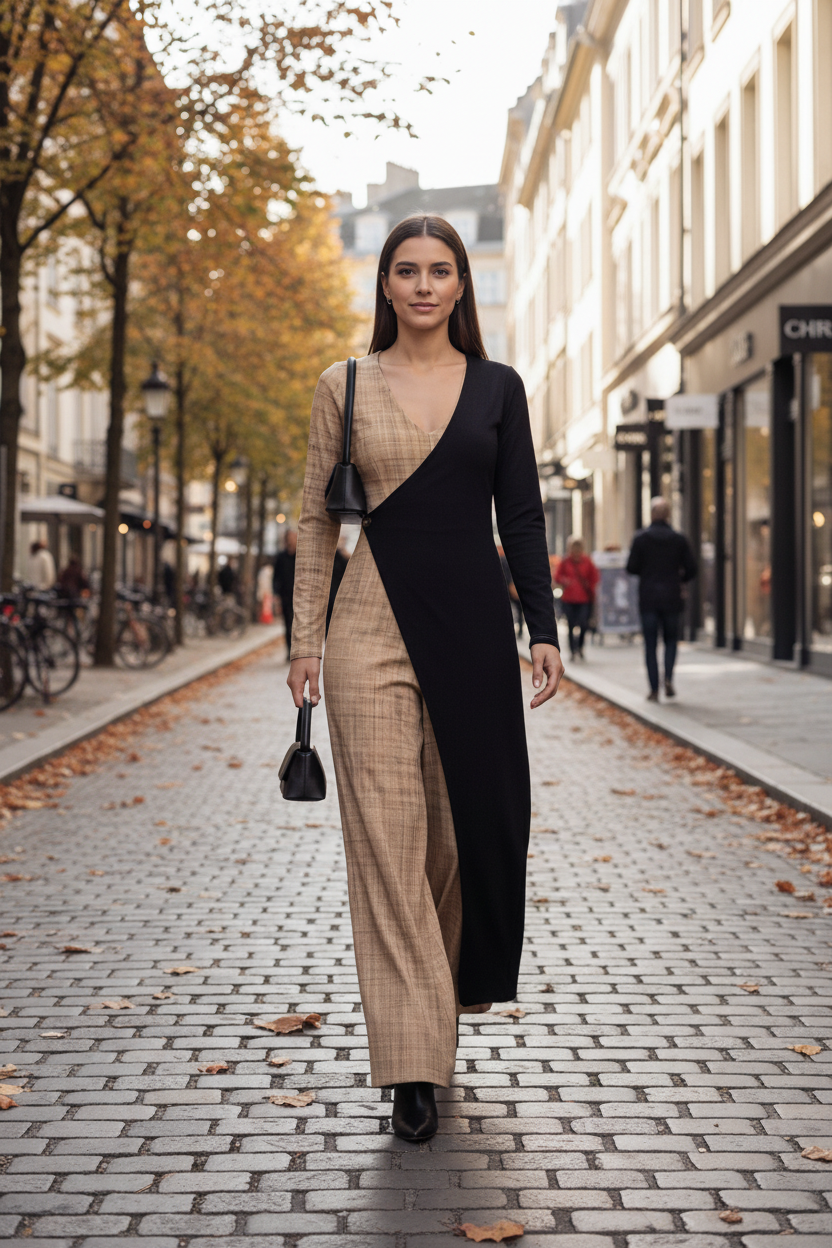 Stylish Colorblock Casual Jumpsuit with Pockets & Adjustable Straps